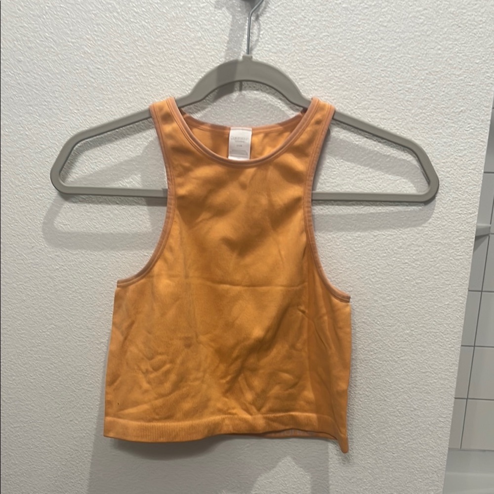Calvin Klein Orange Sleeveless Crop Tank Top